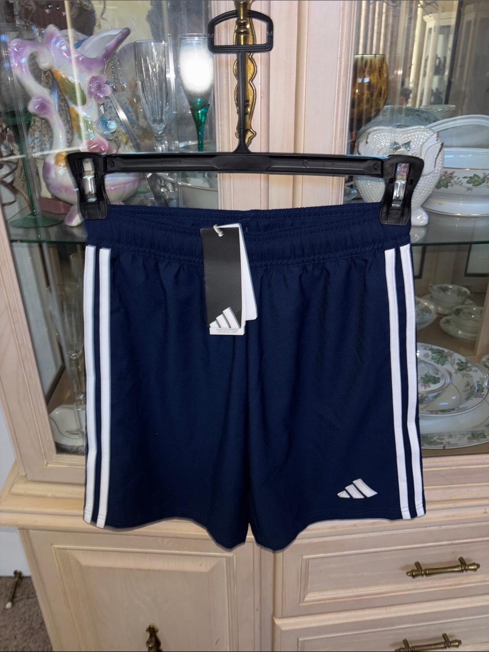 adidas kids Navy Blue Athletic Shorts with White Stripes